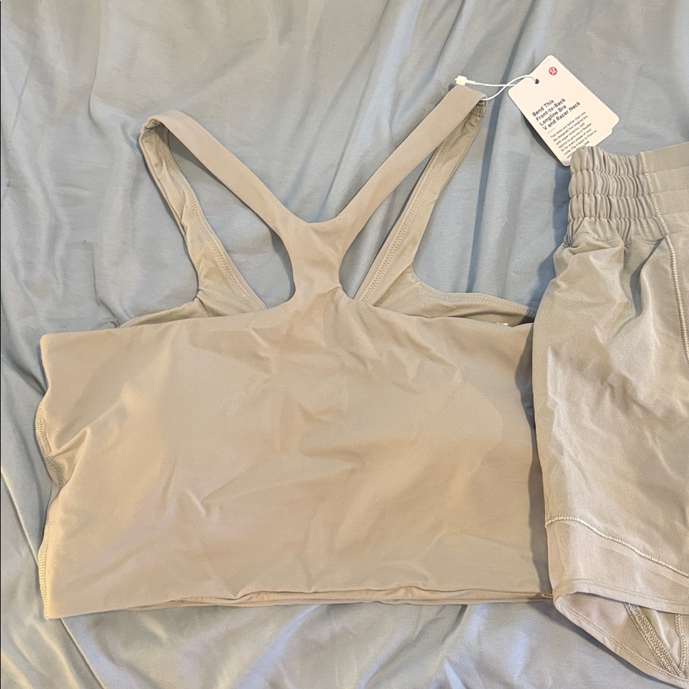 Sea Green Lululemon Shorts + Bra SET